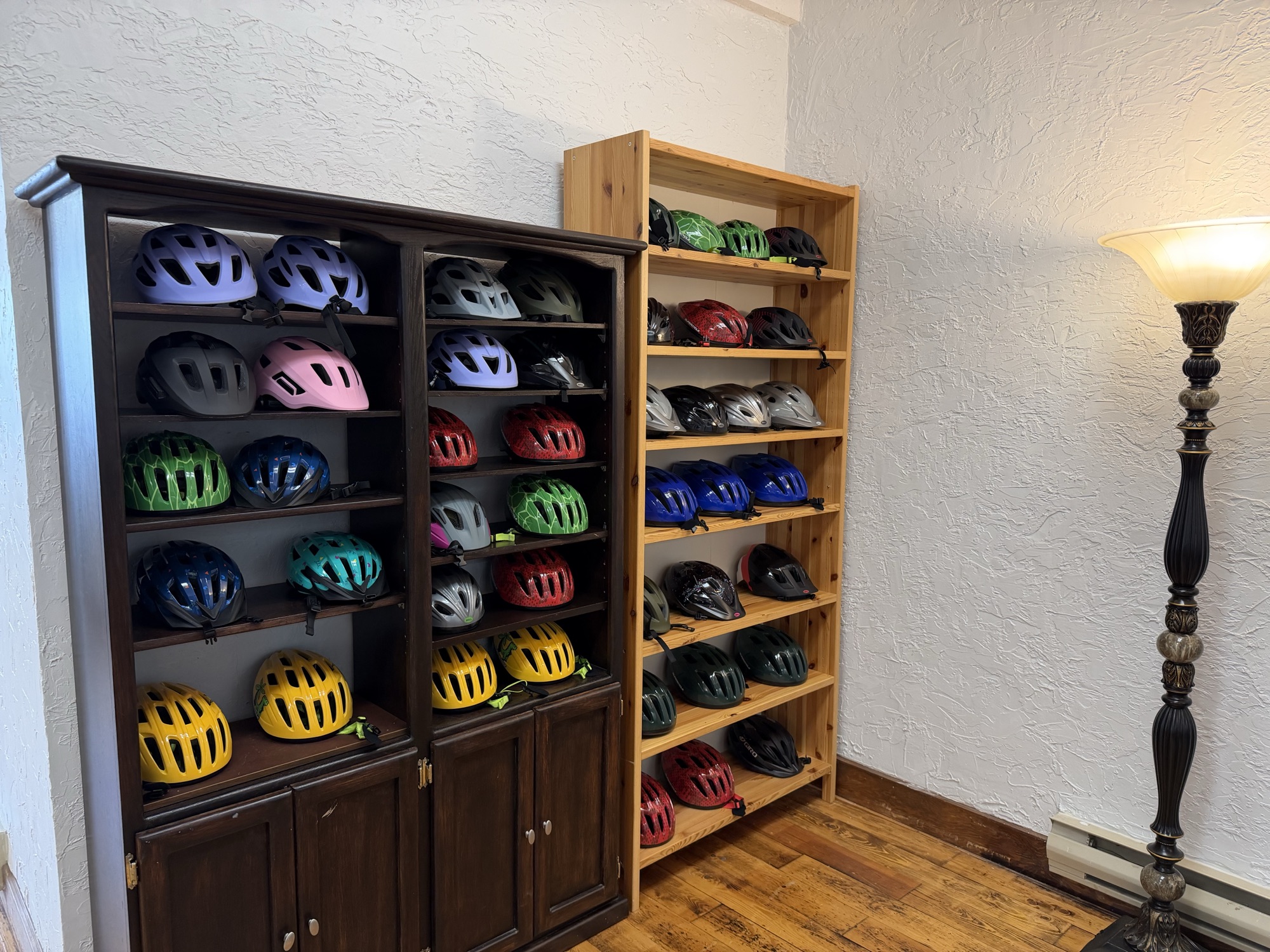 Helmet selection at Wander Bike Rentals